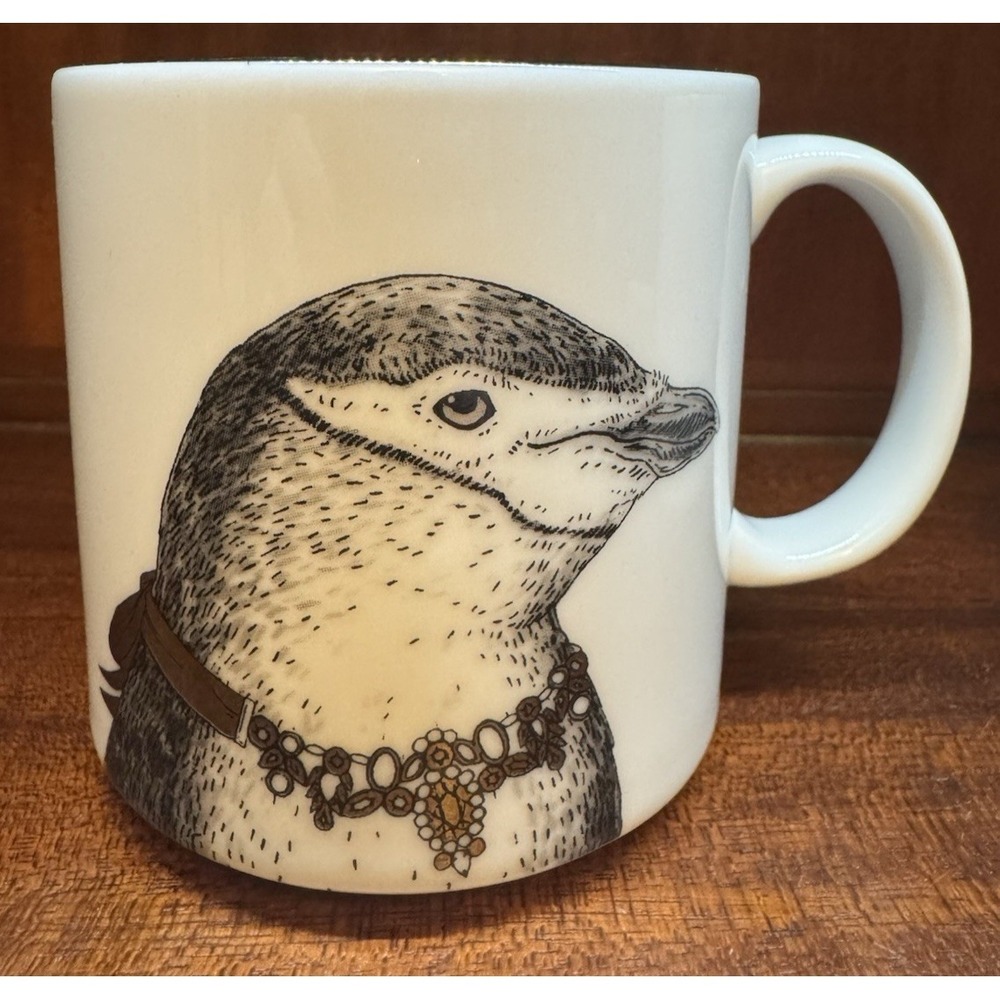 West Elm Black White Animal Mug Set Penguin Leopard Porcelain Coffee Cups - Picture 3 of 10